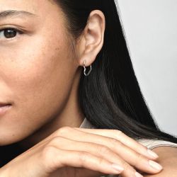 Boucles d'oreilles femme créoles pandora cœurs asymétriques argent massif 298307c00 - creoles - edora - 2