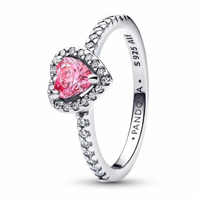Bague femme pandora bague cœur rose surélevé argent massif 198421c03 - bague-argent-femme - edora