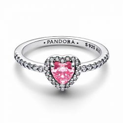 Bague femme pandora bague cœur rose surélevé argent massif 198421c03 - bague-argent-femme - edora - 2