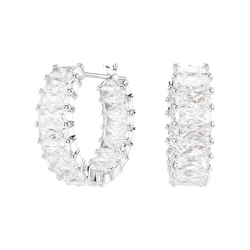 Boucles d'oreilles femme créoles swarovski matrix métal rhodié 5733397 - creoles - edora