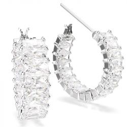 Boucles d'oreilles femme créoles swarovski matrix métal rhodié 5733397 - creoles - edora - 2