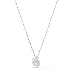 Collier femme swarovski swan métal rhodié et cristaux 5732412 - colliers-fantaisie - edora - 0