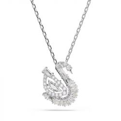 Collier femme swarovski swan métal rhodié et cristaux 5732412 - colliers-fantaisie - edora - 2