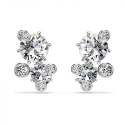 Boucles d'oreilles femmes puces swarovski constella métal rhodié 5732253 - puces - edora - 0