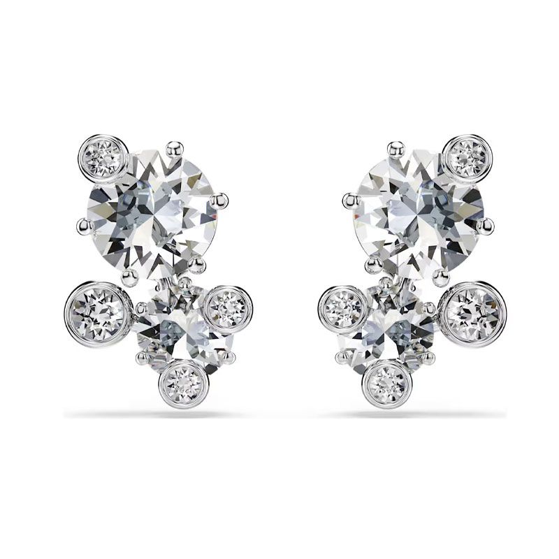 Boucles d'oreilles femmes puces swarovski constella métal rhodié 5732253 - puces - edora
