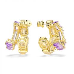 Boucles d'oreilles femme créoles swarovski métal doré et cristaux 5725757 - creoles - edora - 3