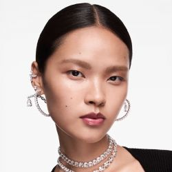 Boucles d'oreilles femme puces swarovski stilla attract métal rhodié et cristaux 5408436 - puces - edora - 4