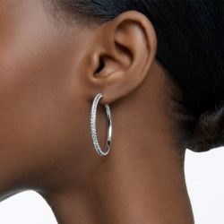 Boucles d'oreilles femme créoles swarovski dextera métal rhodié et cristaux 5389432 - creoles - edora - 1