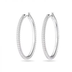 Boucles d'oreilles femme créoles swarovski dextera métal rhodié et cristaux 5389432 - creoles - edora - 3