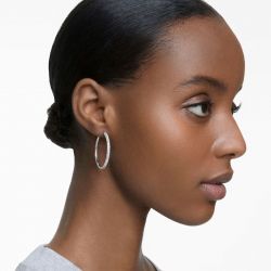 Boucles d'oreilles femme créoles swarovski dextera métal rhodié et cristaux 5389432 - creoles - edora - 4