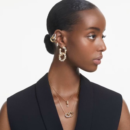 Boucles d'oreilles femme créoles swarovski dextera métal doré et cristaux 5636530 – créoles