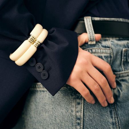 Manchette femme: bracelet manchette georgette, argent & or femme - bracelets-laiton - edora - 2